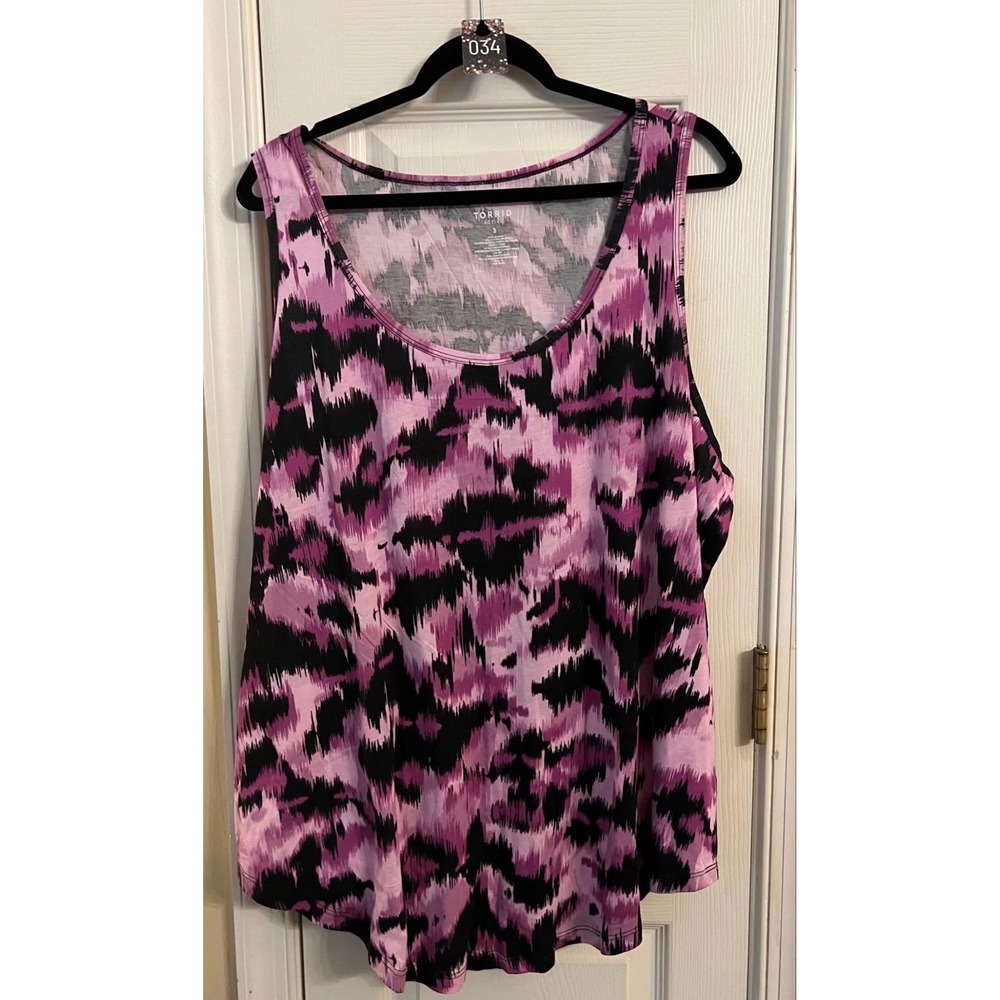 Torrid Active Womens Plus Size 3X Purple Ikat Abstract Sleeveless Tank Top